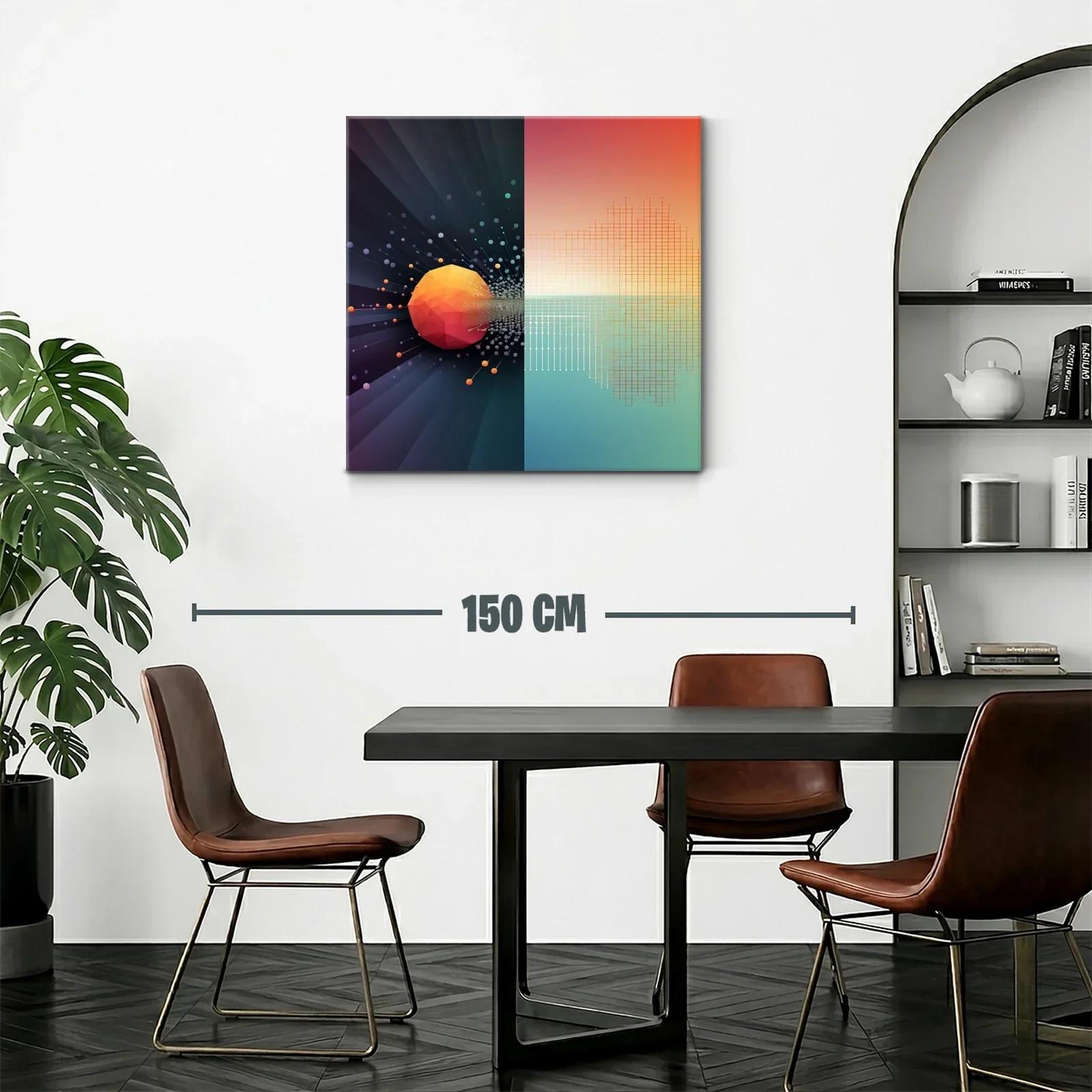 Composición abstracta con esfera y red geométrica vibrante — miniatura 2