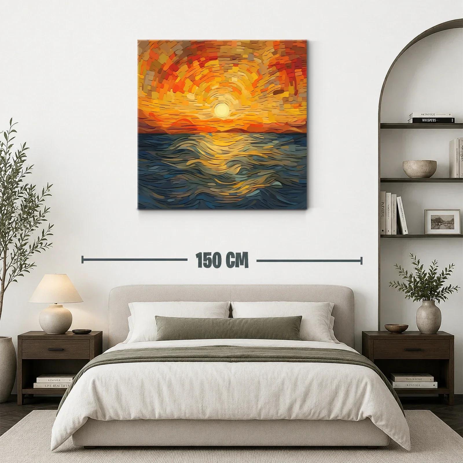 Atardecer vibrante sobre el mar con trazos expresivos — miniatura 3