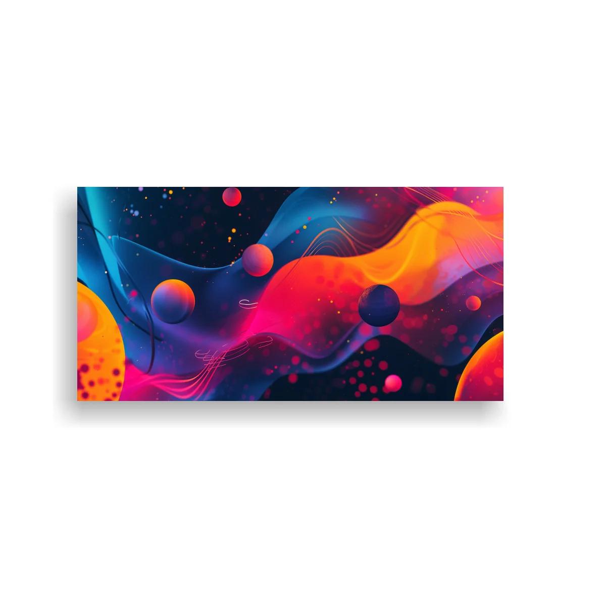Cuadro ondas abstractas de color con esferas flotantes — imagen principal