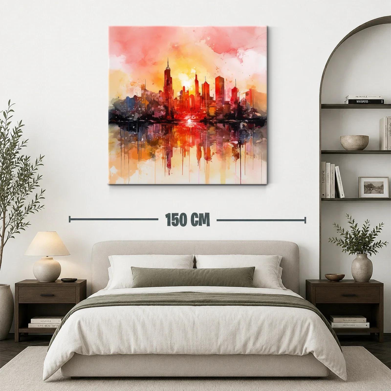 Atardecer vibrante sobre skyline urbano moderno — miniatura 3