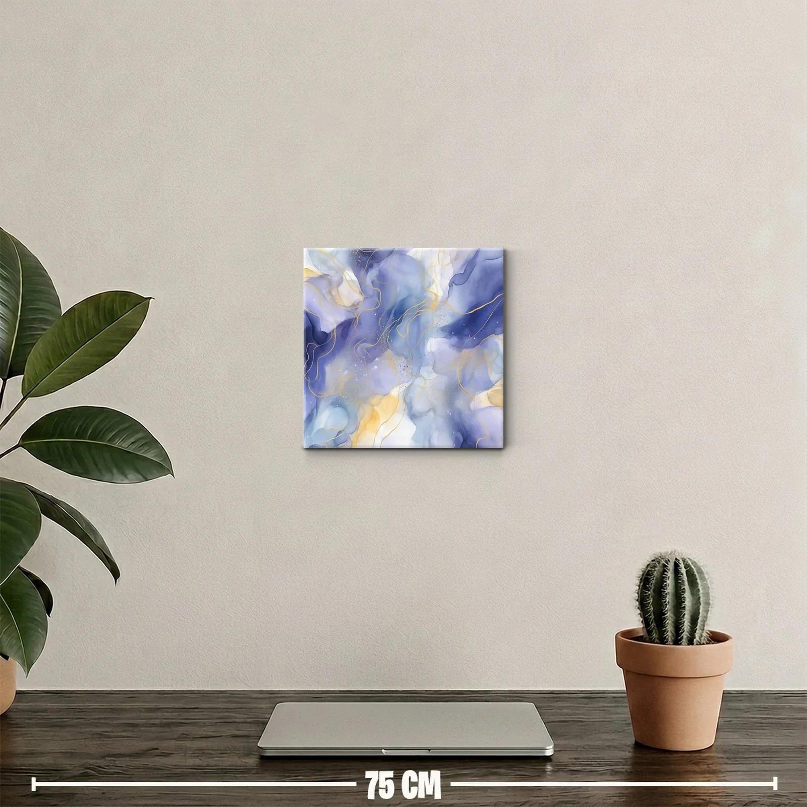 Cuadro abstracto tonos azules y dorados para decorar — miniatura 2