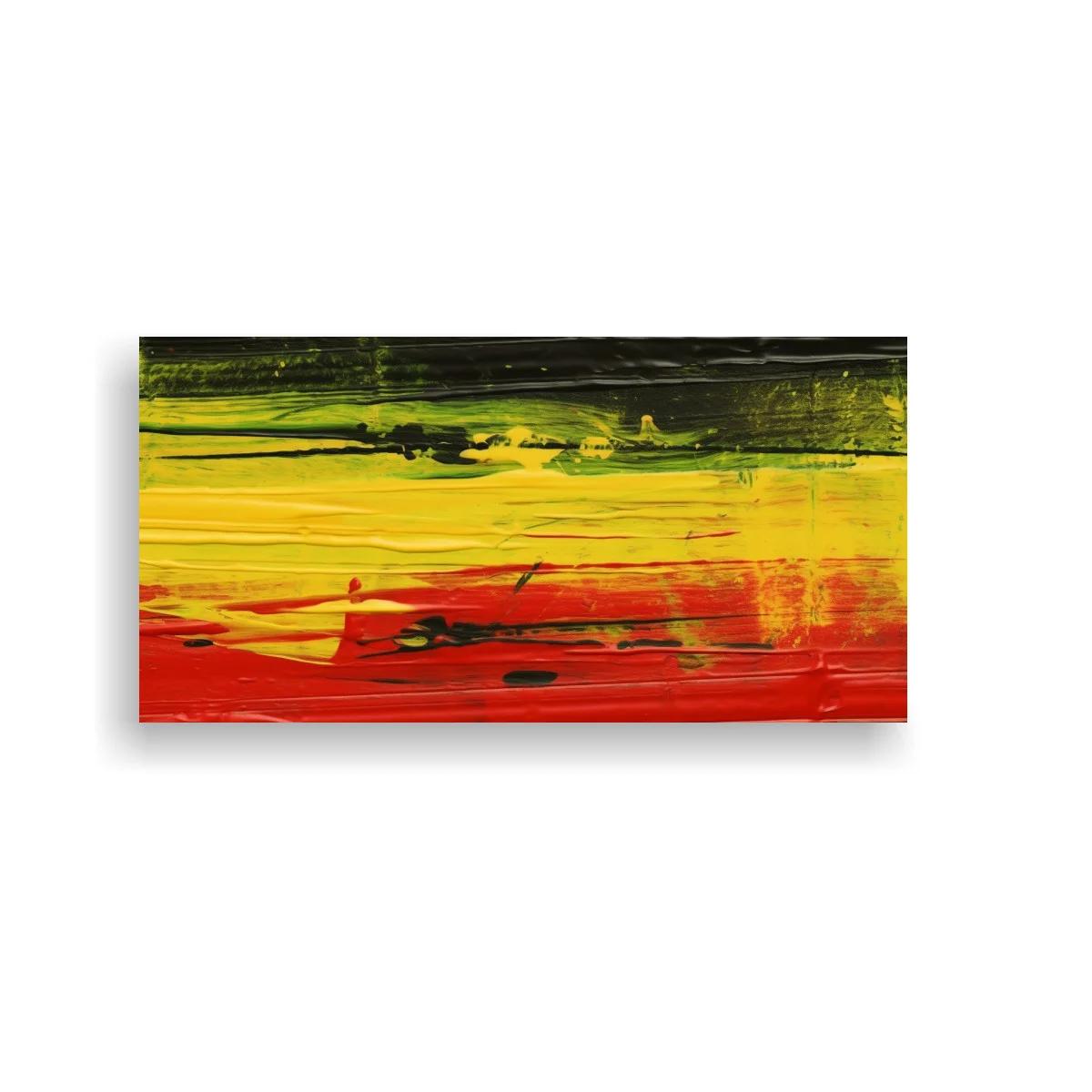 Cuadro franjas abstractas de color en amarillo rojo y verde