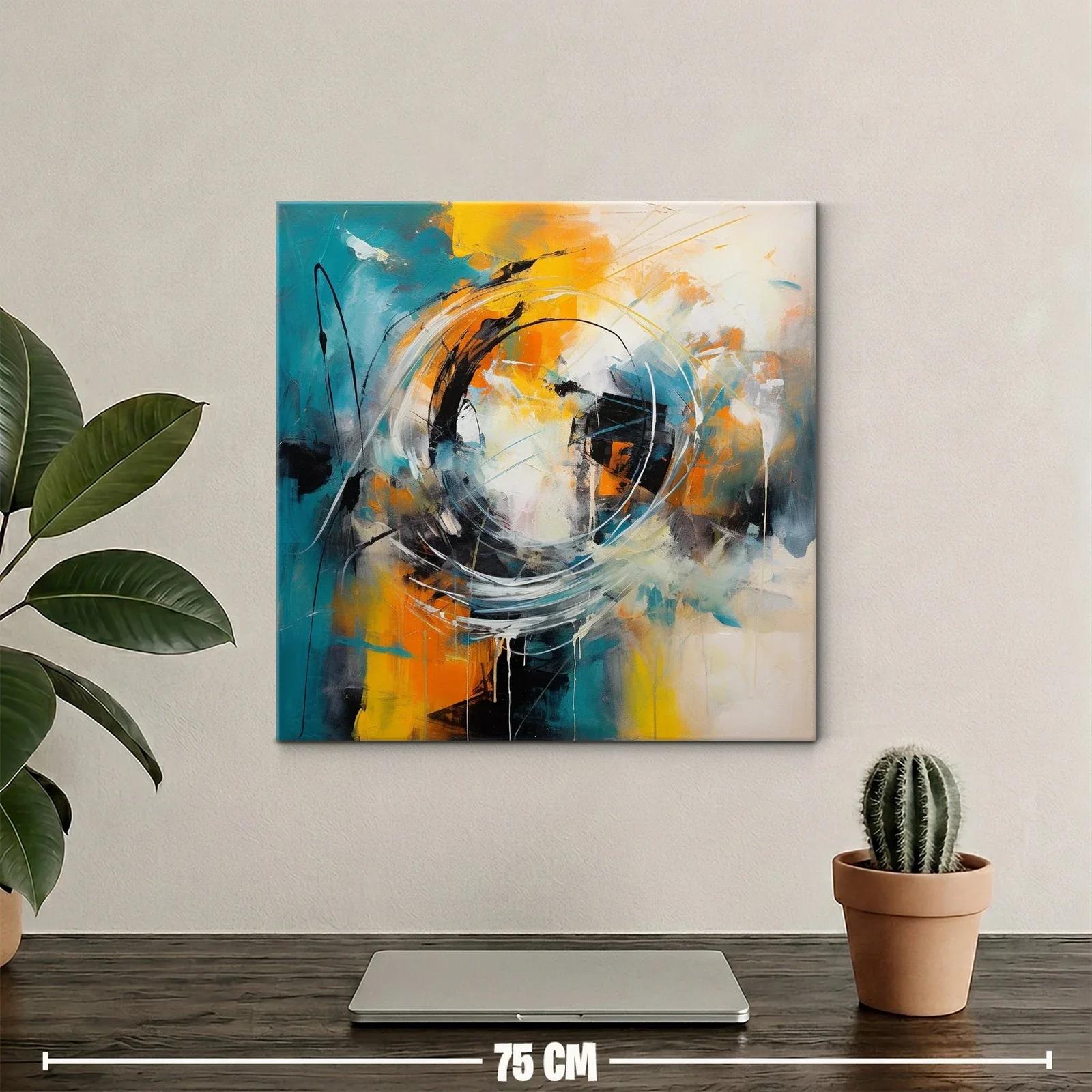Cuadro abstracto en tonos vivos y formas circulares — miniatura 2