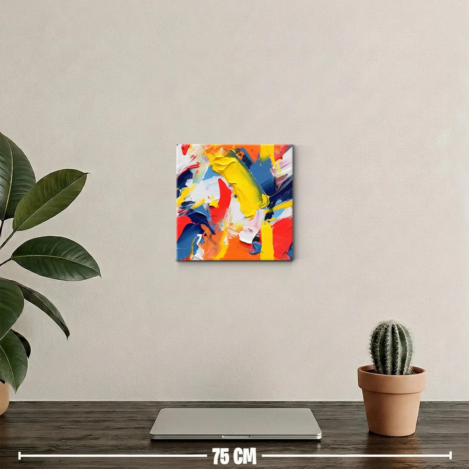 Cuadro abstracto en vibrantes tonos cálidos y fríos — miniatura 2