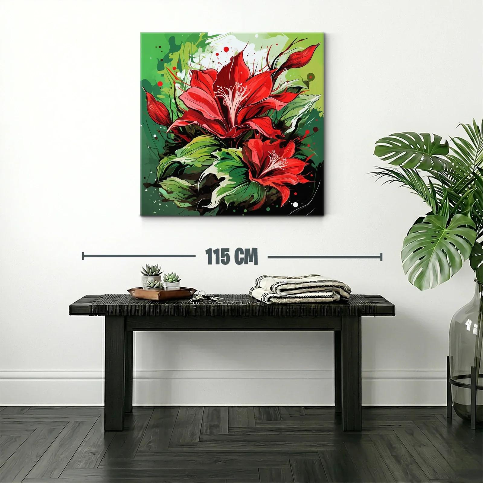 Flor roja vibrante con hojas verdes en contraste — miniatura 2