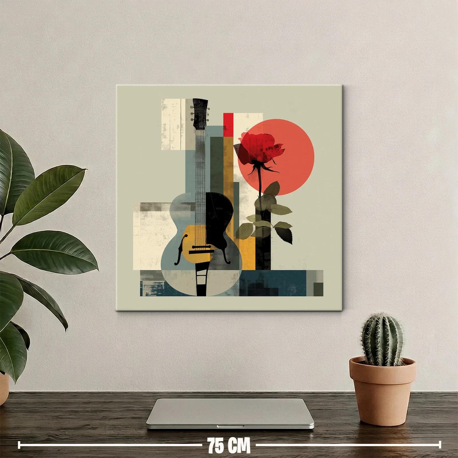 Composición abstracta con guitarra y rosa roja — miniatura 2