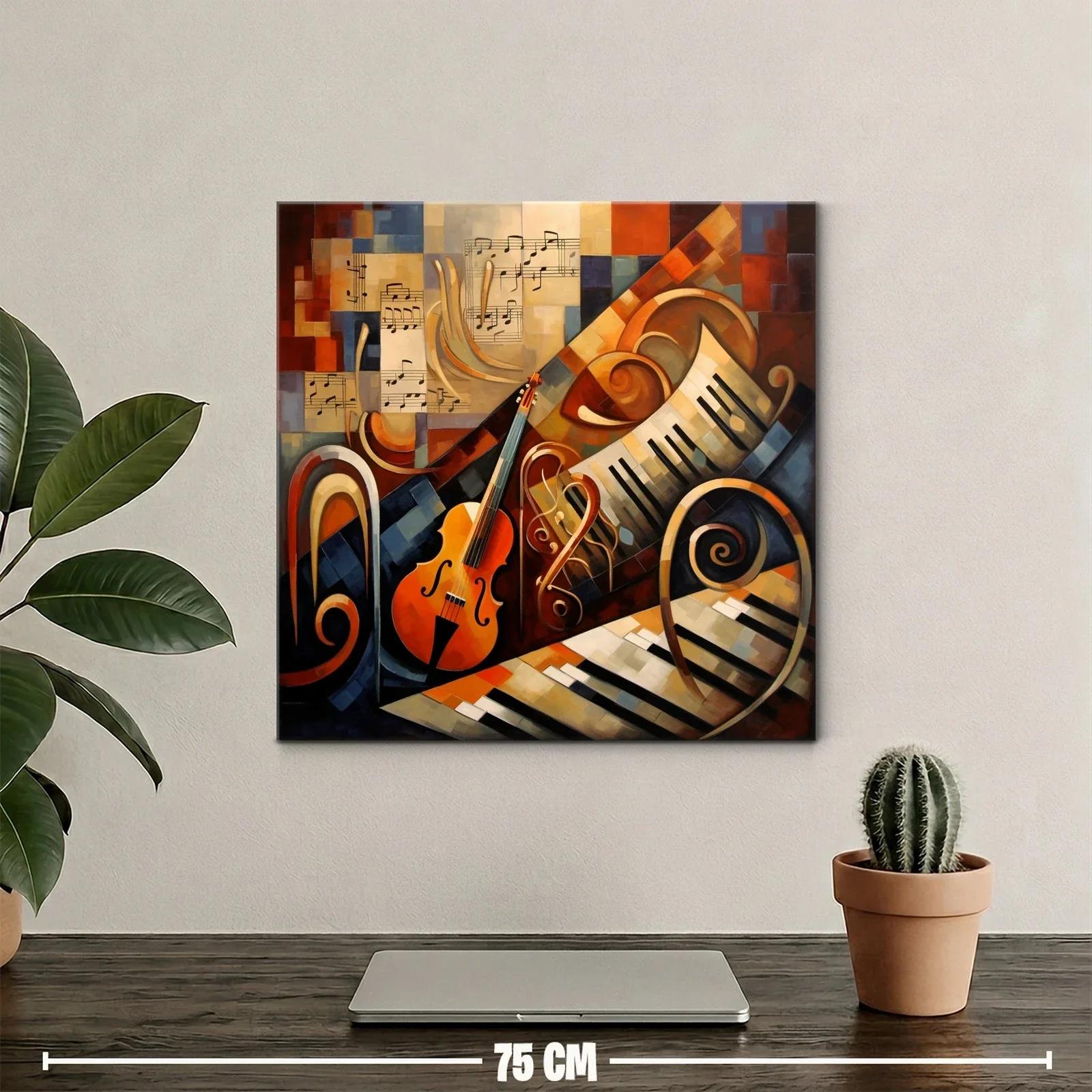 Cuadro con motivos musicales en tonos cálidos — miniatura 2