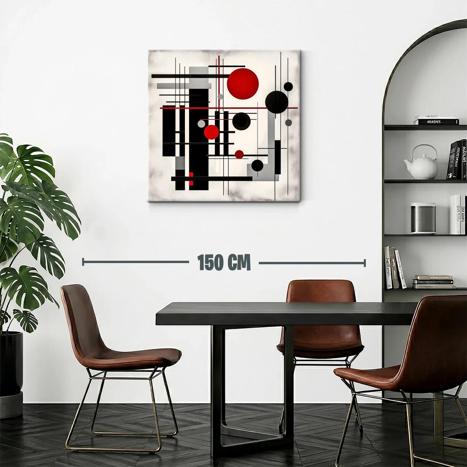 Composición geométrica con círculos y líneas rojas negras y grises — miniatura 2