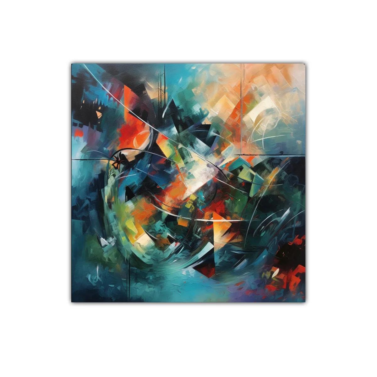 Cuadro abstracto con explosión de colores vibrantes y dinámicos — miniatura 1