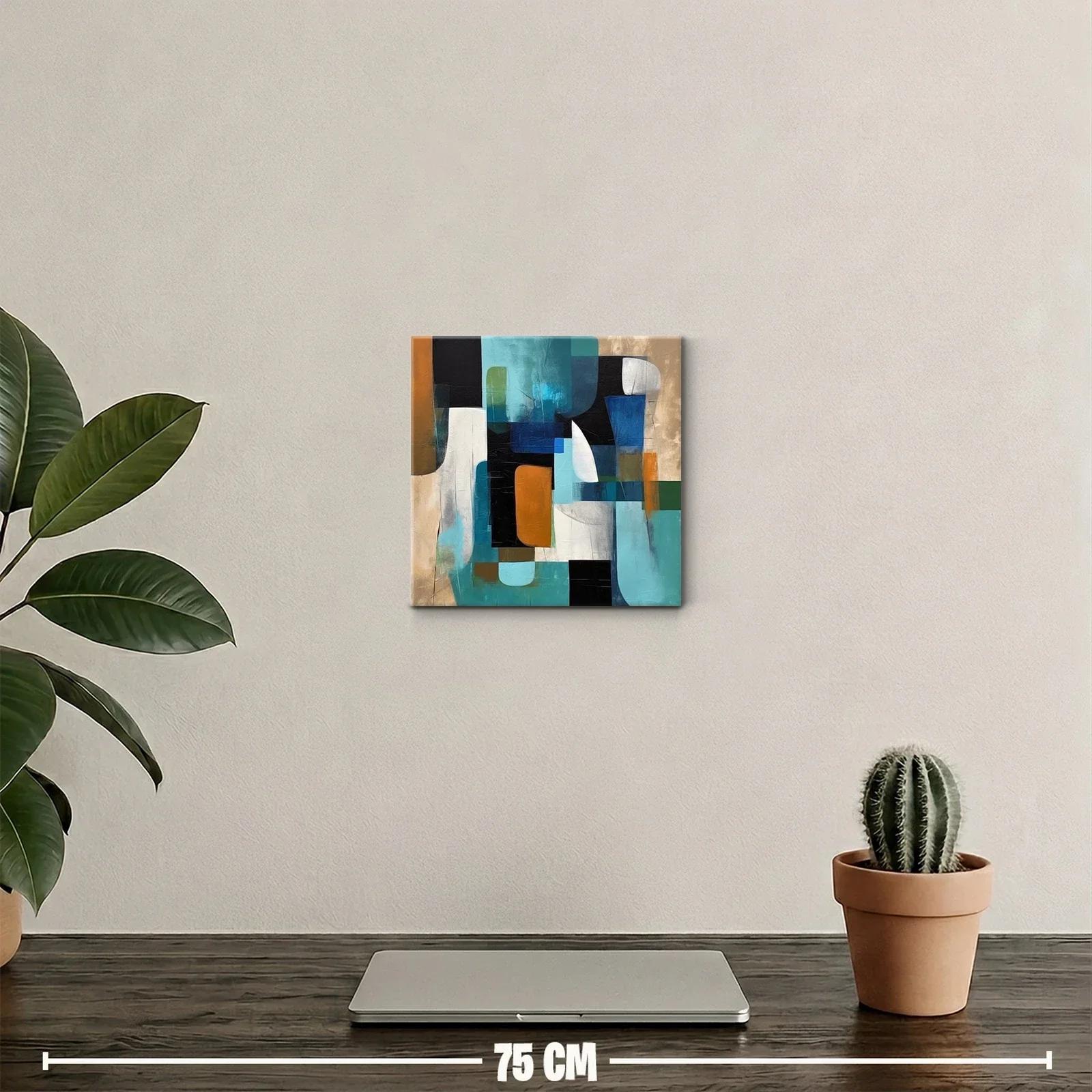 Cuadro abstracto con formas geométricas y tonos vibrantes — miniatura 2