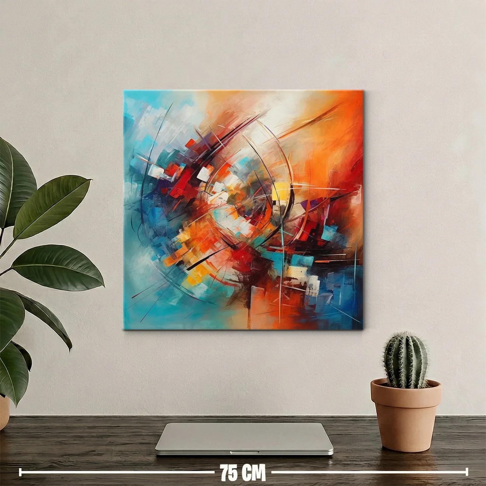 Cuadro abstracto en tonos vibrantes y formas dinámicas — miniatura 2