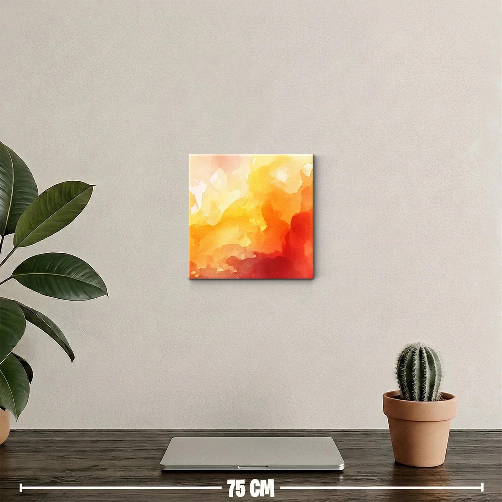 Cuadro abstracto en tonos cálidos con efecto acuarela — miniatura 2
