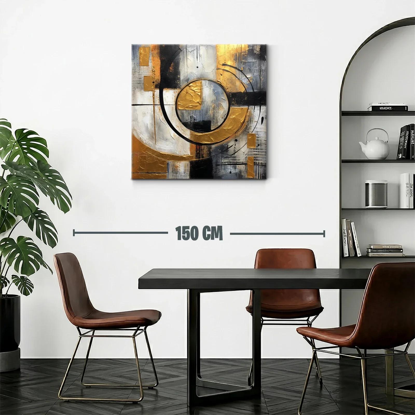 Composición abstracta con círculos y tonos dorados — miniatura 2