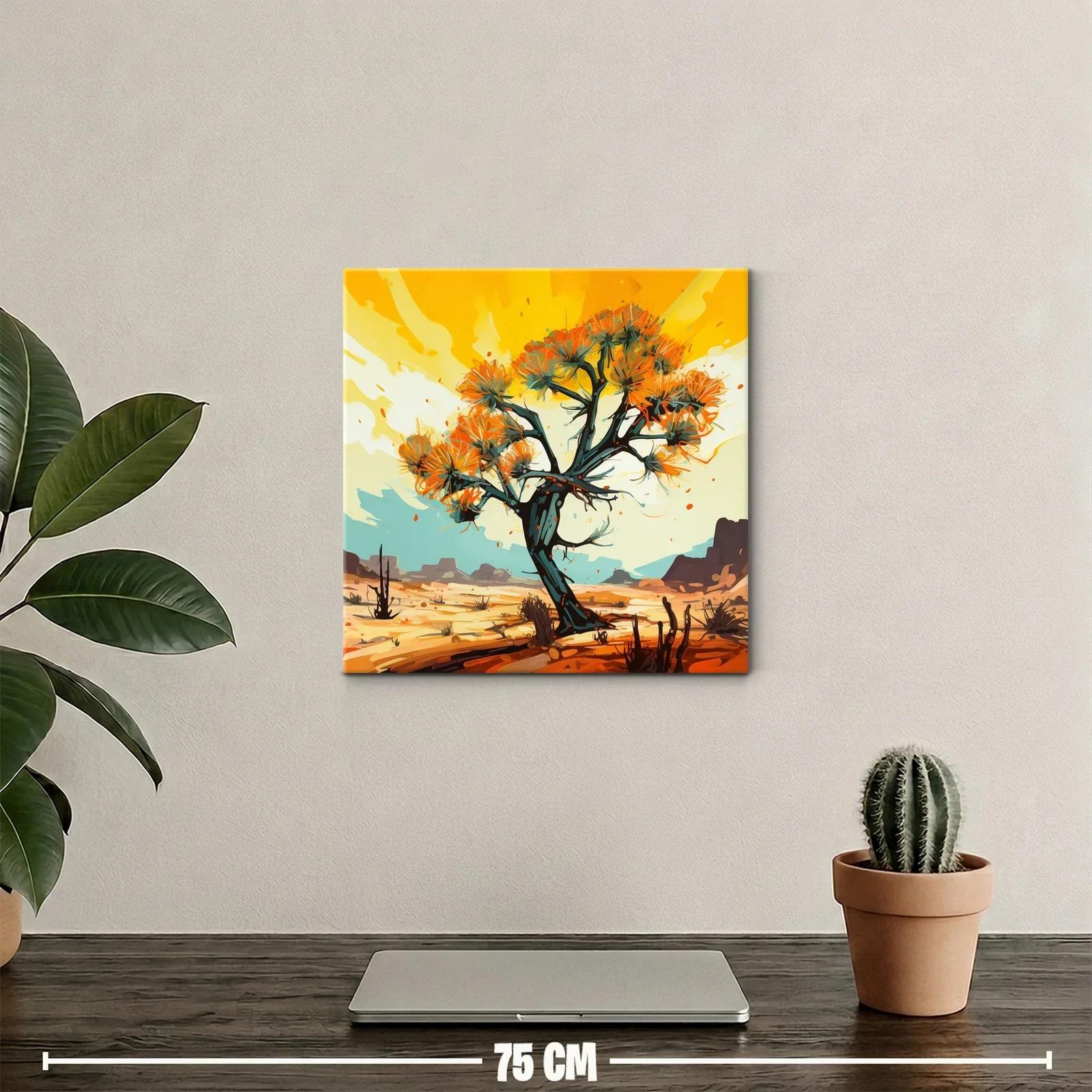 Árbol vibrante en paisaje desértico con tonos cálidos — miniatura 2