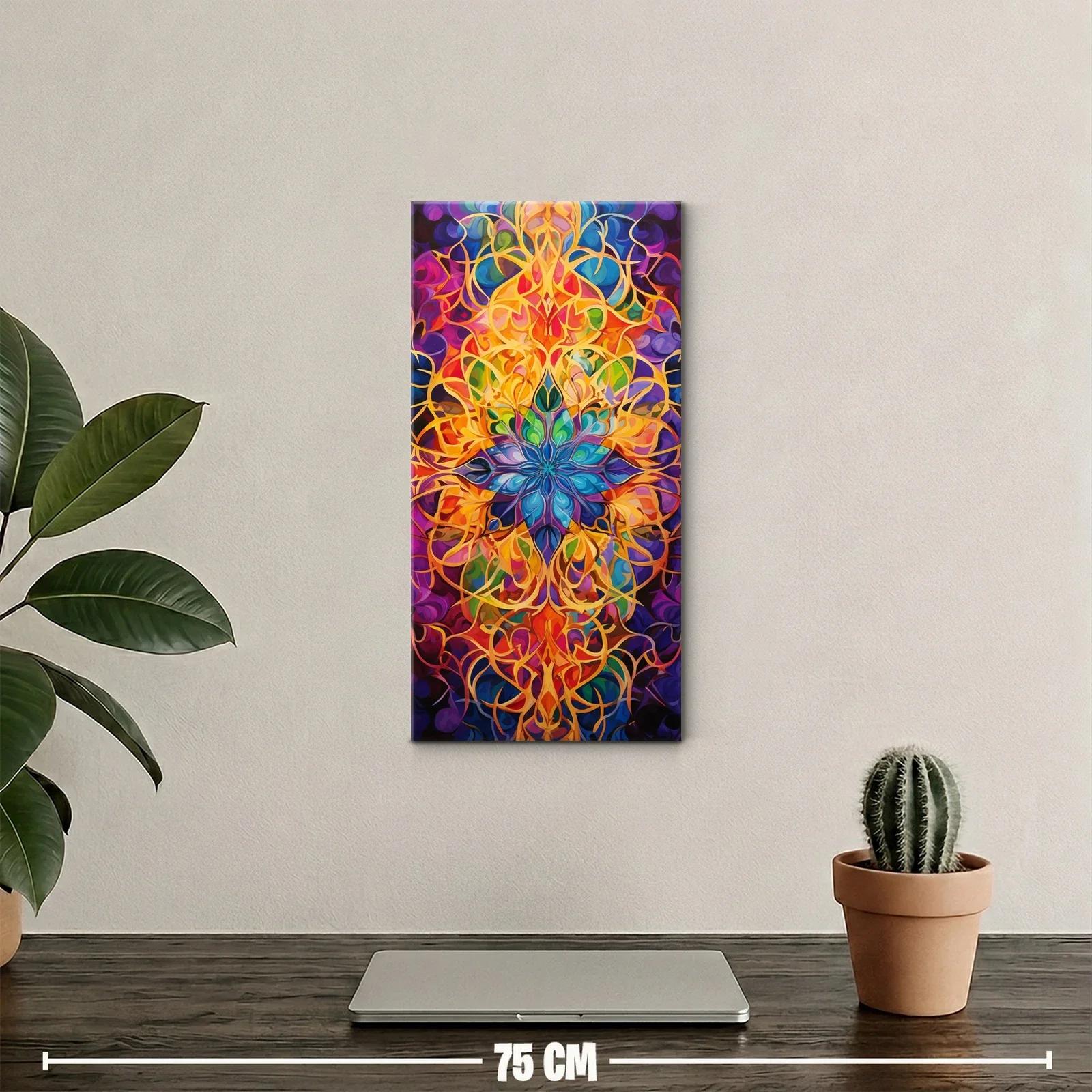 Cuadro mandala de fuego azul y carmesí — miniatura 2