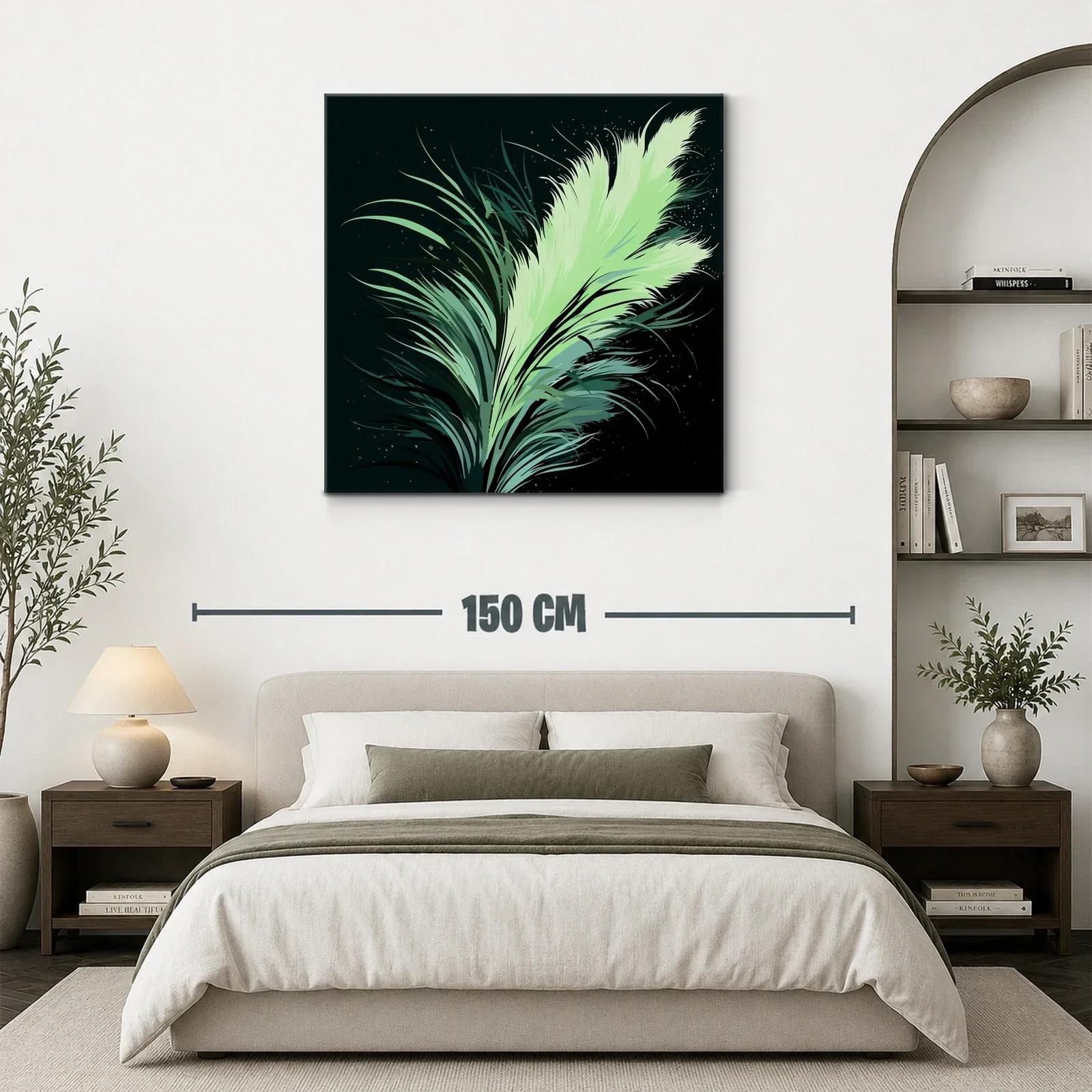 Pluma Verde en Movimiento sobre Fondo Oscuro — miniatura 3