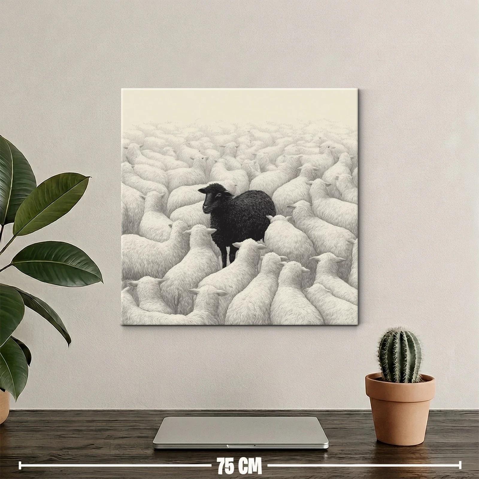 Cuadro con Oveja Negra en Rebaño Blanco — miniatura 2
