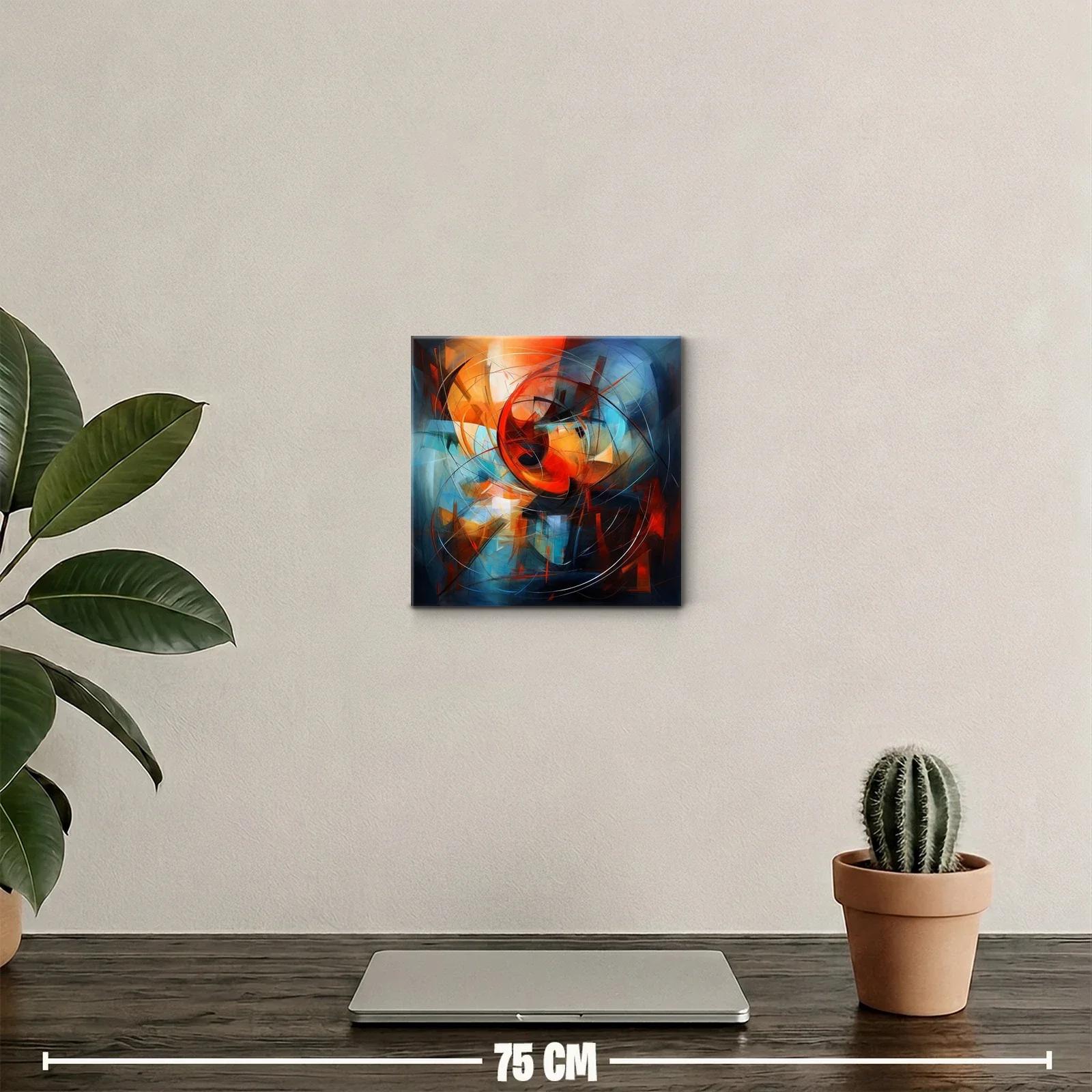Cuadro abstracto con vibrantes tonos cálidos y fríos — miniatura 2