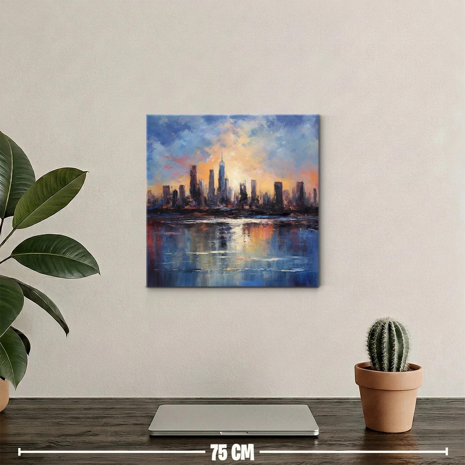 Atardecer urbano con reflejos impresionistas vibrantes — miniatura 2