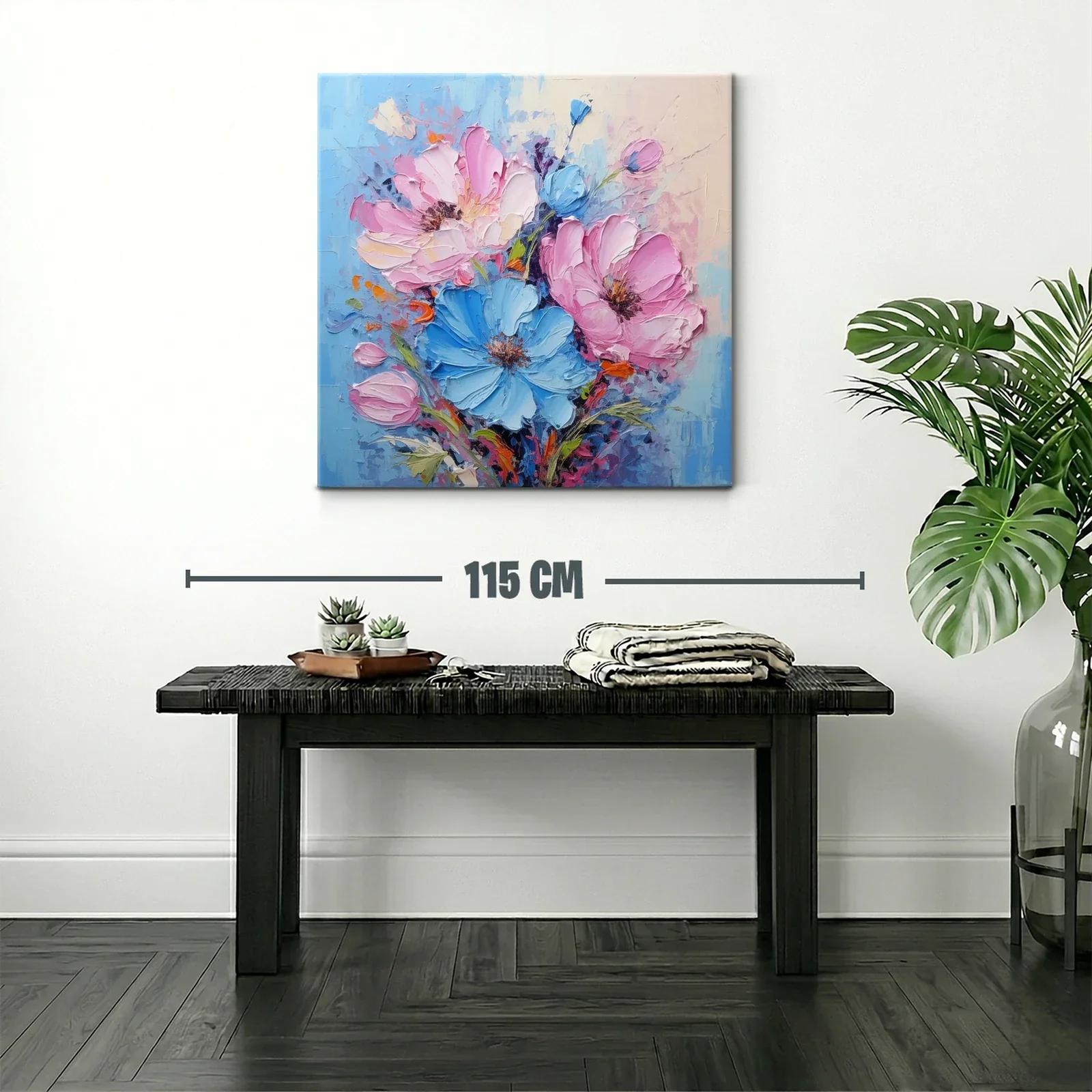 Ramo de flores vibrantes en tonos azules y rosas — miniatura 2