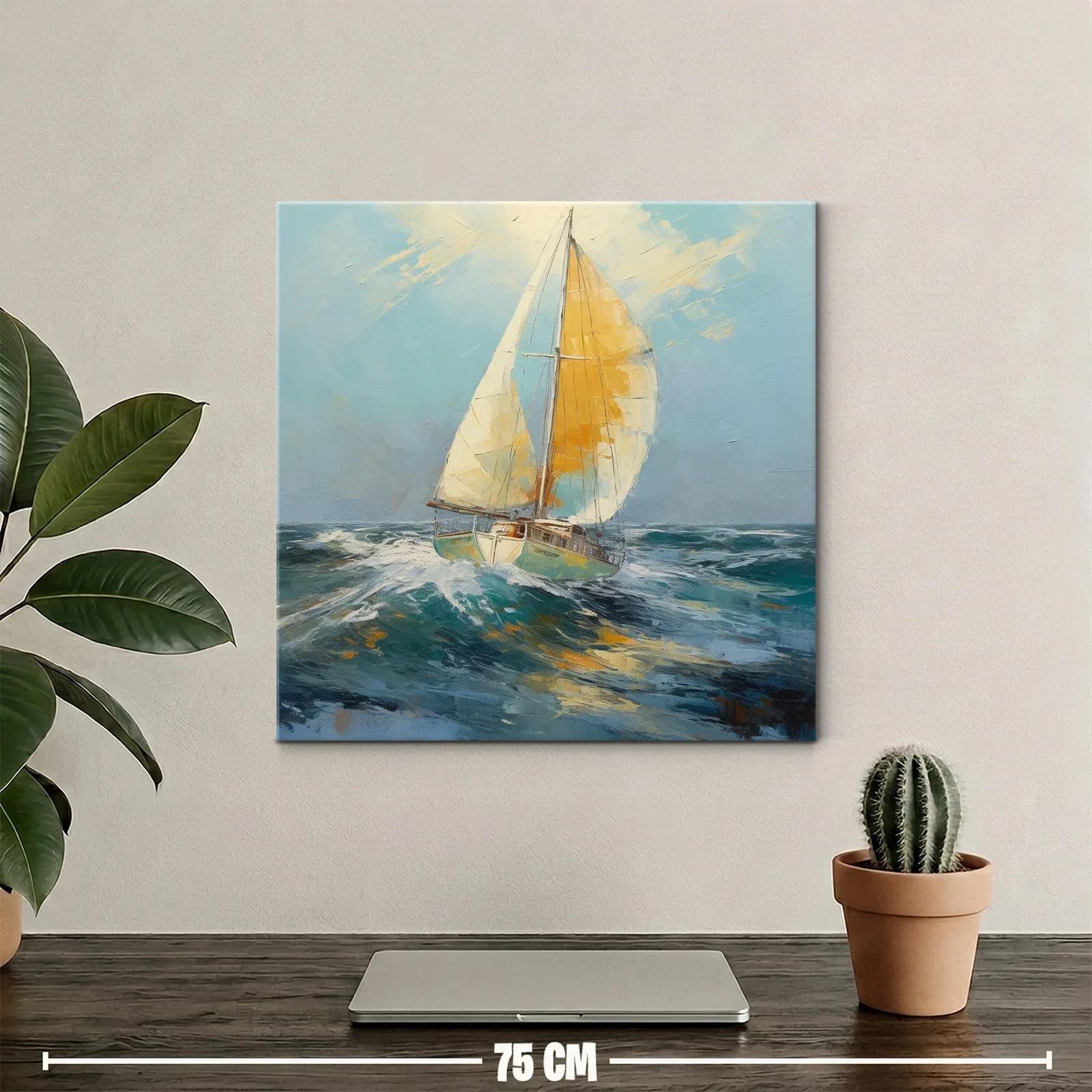 Velero navegando entre olas al viento marino — miniatura 2