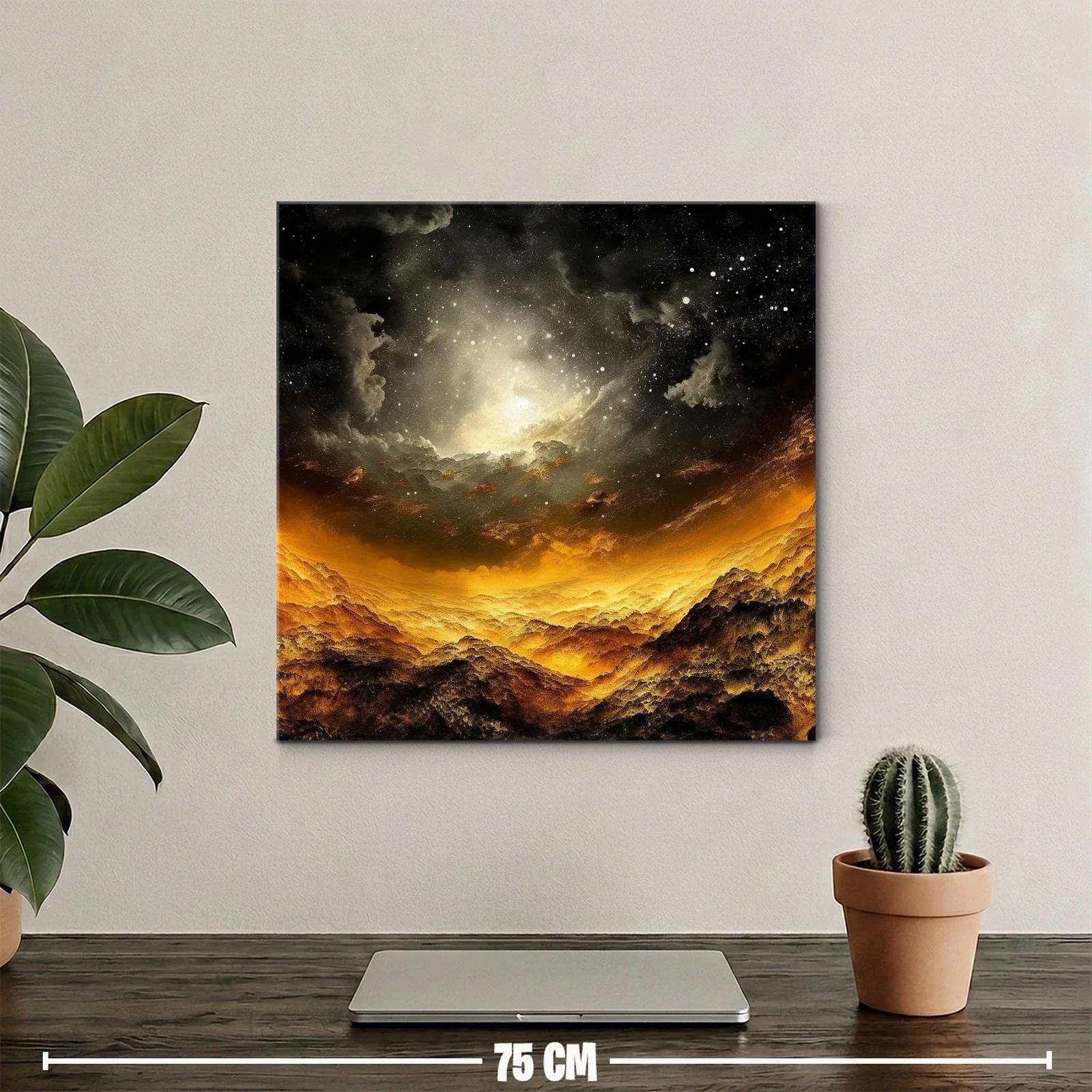 Paisaje cósmico con luces doradas y cielo estrellado — miniatura 2