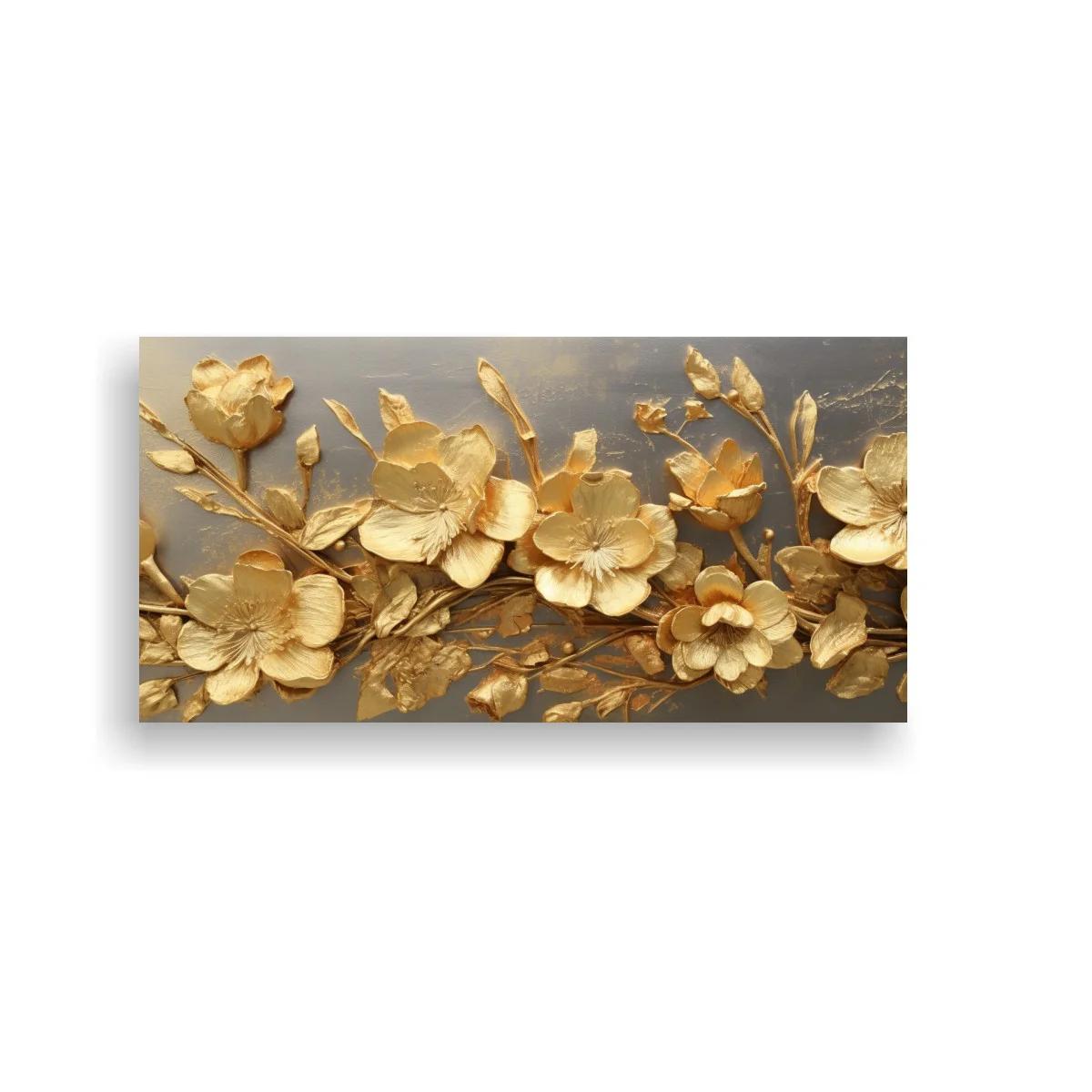 Cuadro flores doradas con ramas entrelazadas — imagen principal
