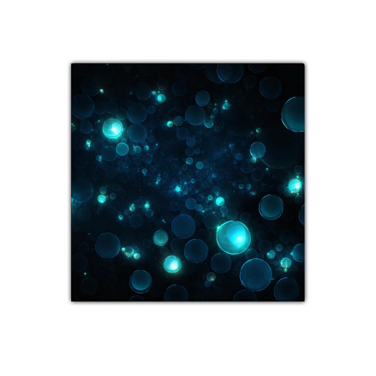 Cuadro decorativo esferas luminosas en tonos azules y turquesas — miniatura 1