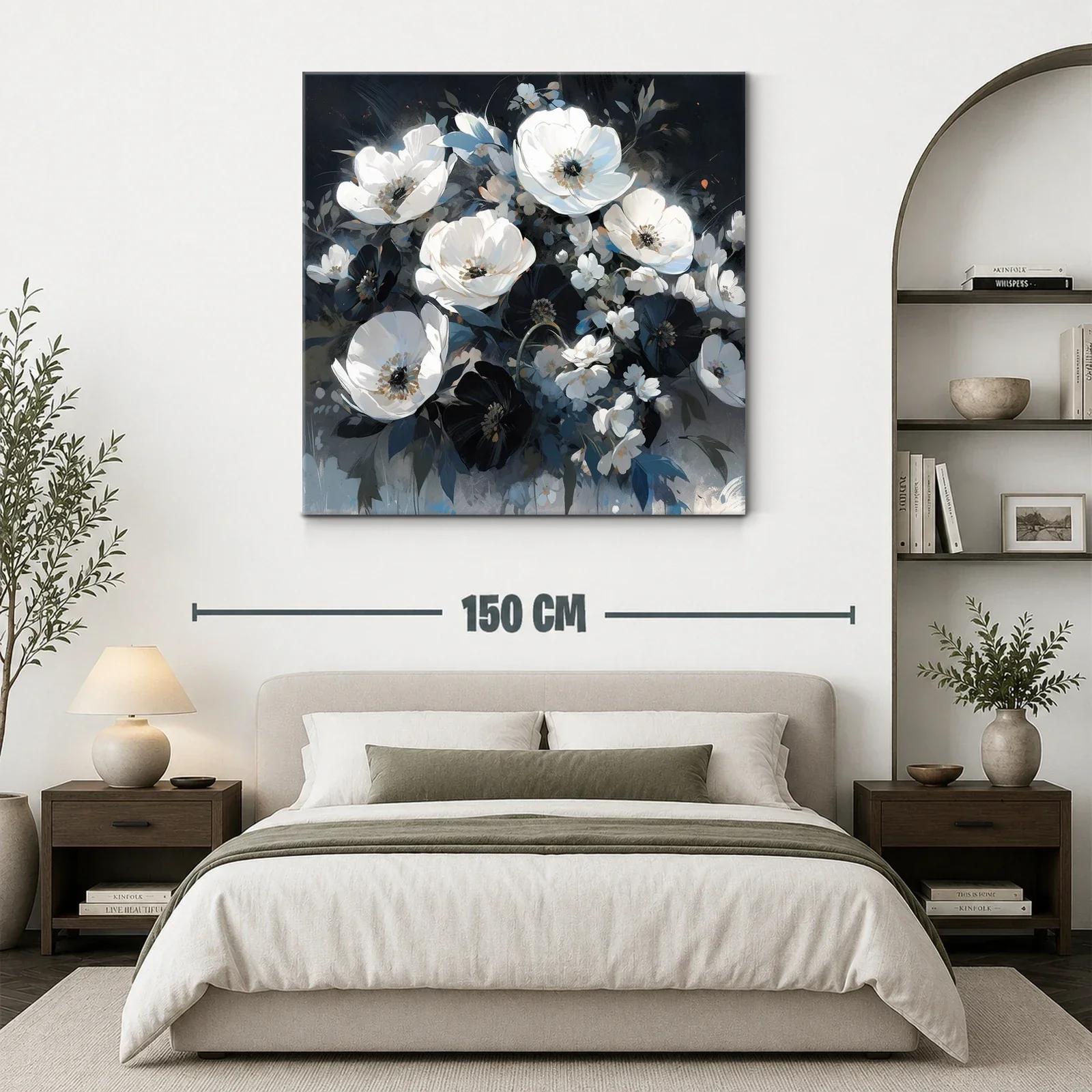 Ramo de flores blancas y negras con estilo romántico — miniatura 3