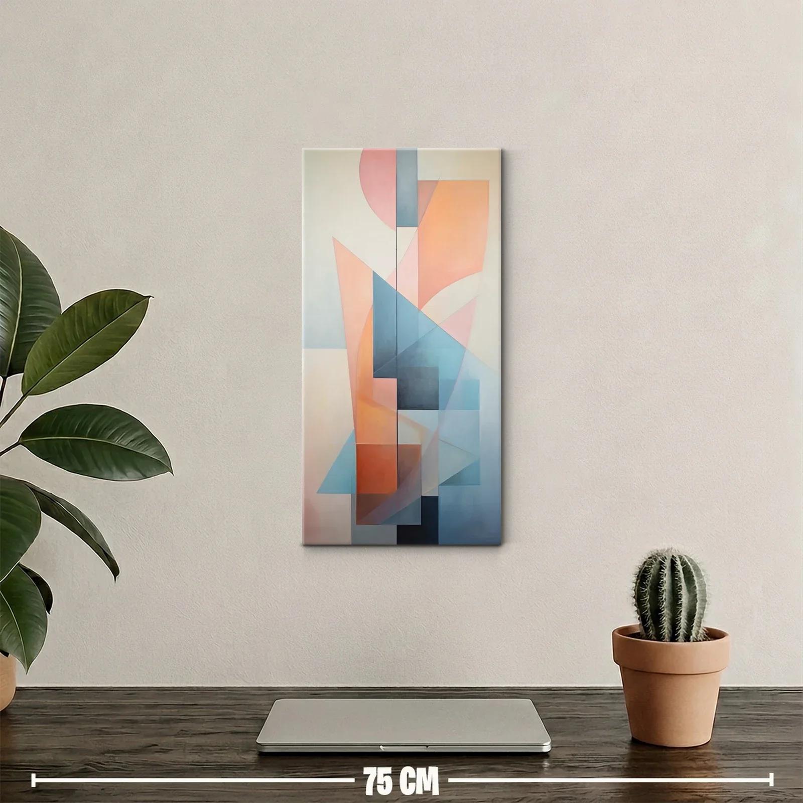 Cuadro geométrico abstracto con diagonales y bloques verticales — miniatura 2