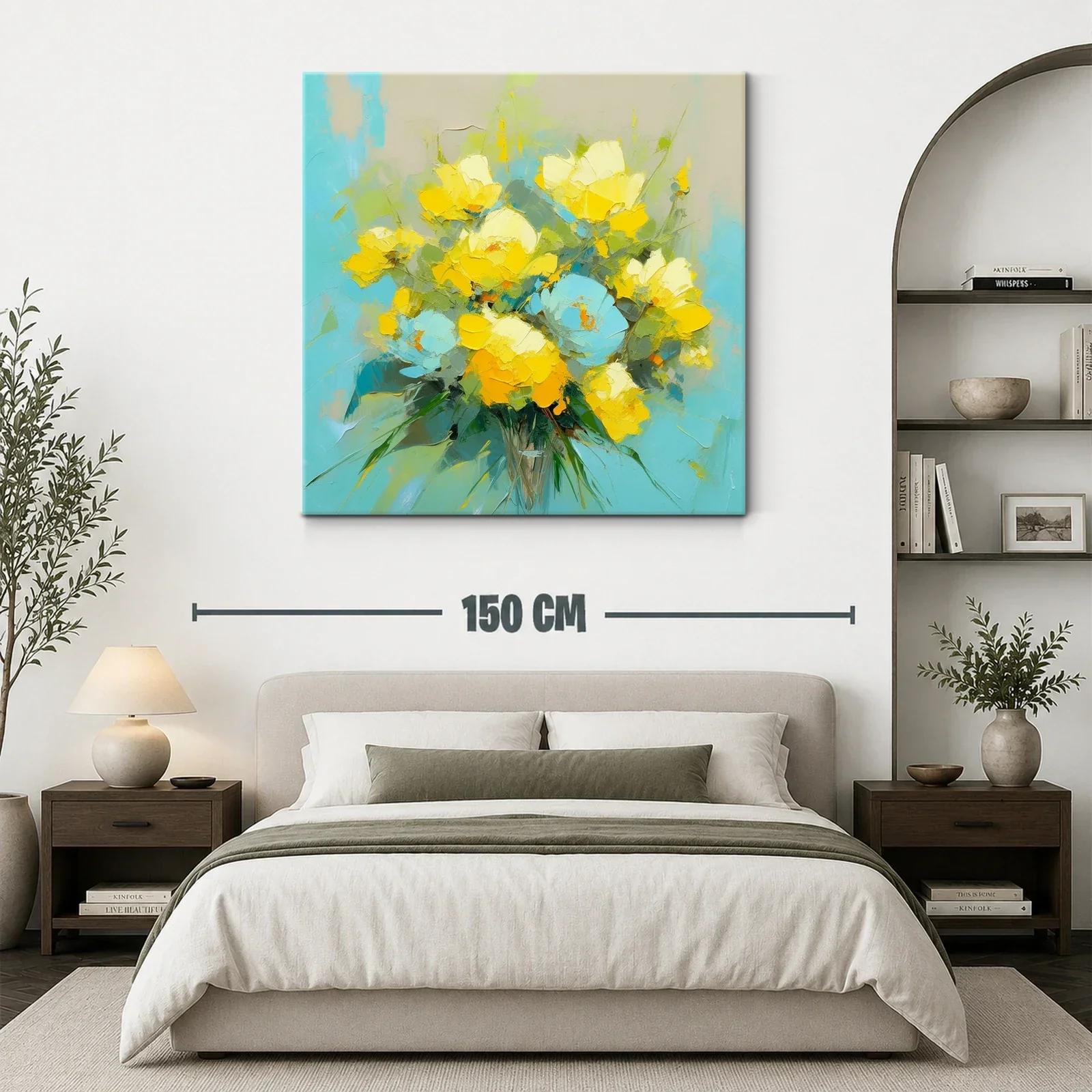 Ramo vibrante de flores en tonos amarillos y azules — miniatura 3
