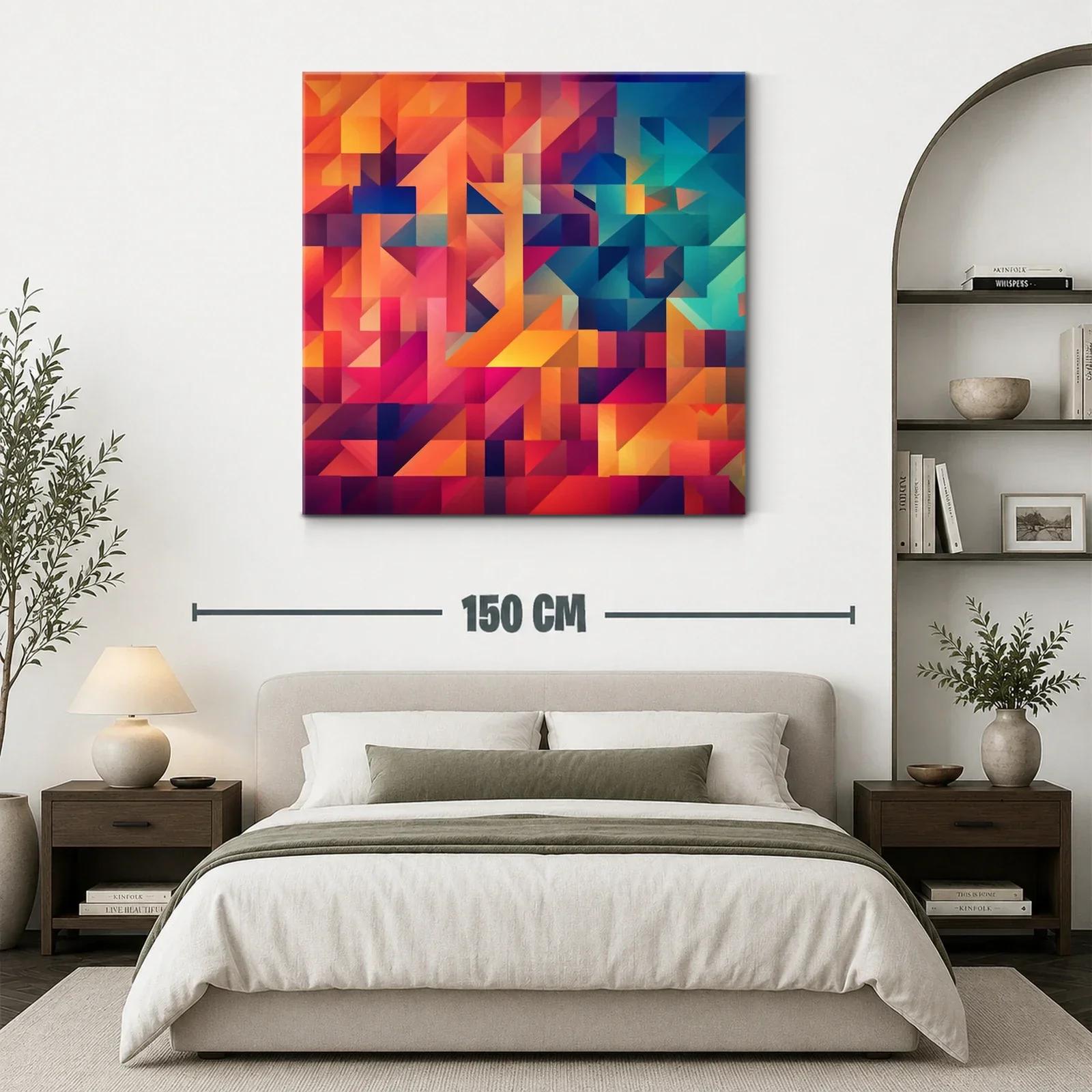 Cuadro abstracto con vibrantes tonos cálidos y fríos — miniatura 3