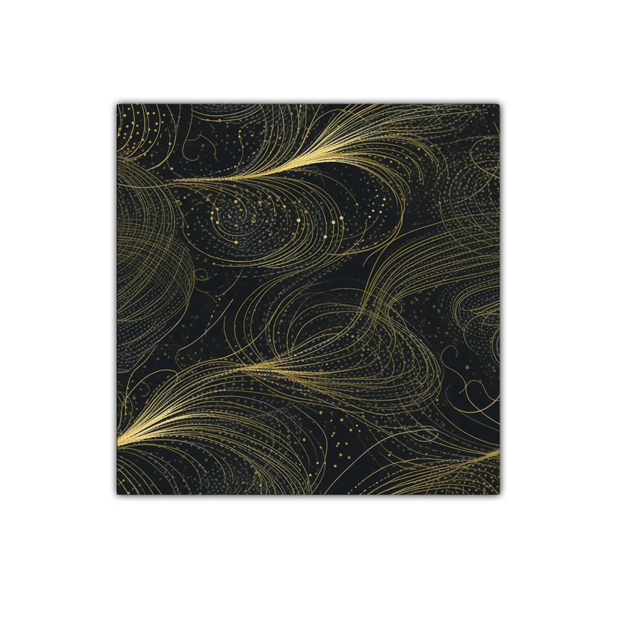 Cuadro abstracto con líneas doradas sobre fondo negro — miniatura 1