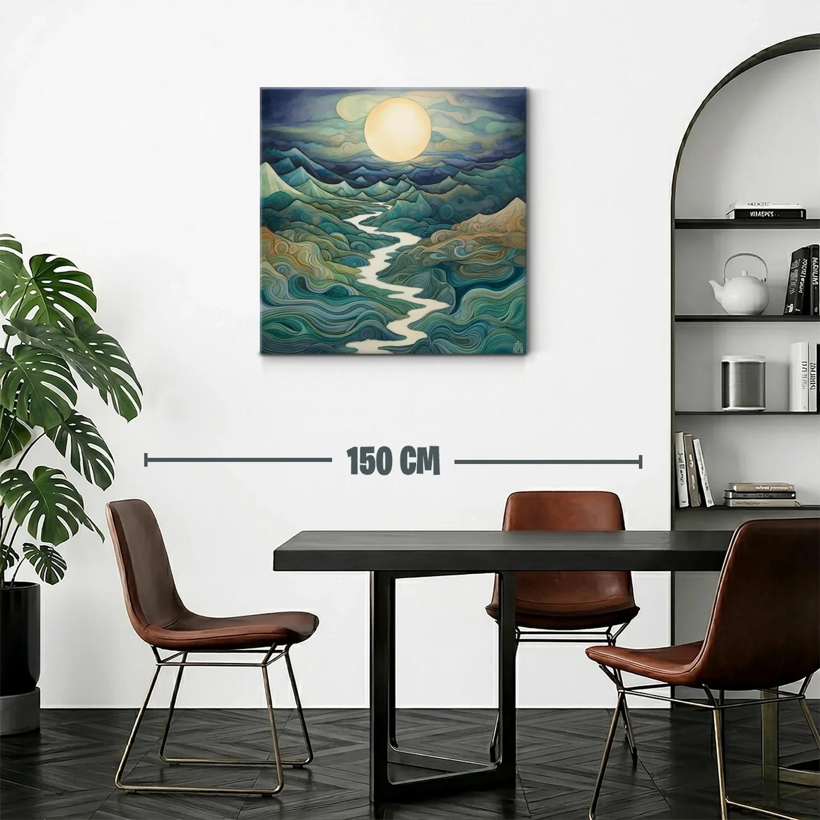 Paisaje onírico con río serpenteante bajo luna llena — miniatura 2
