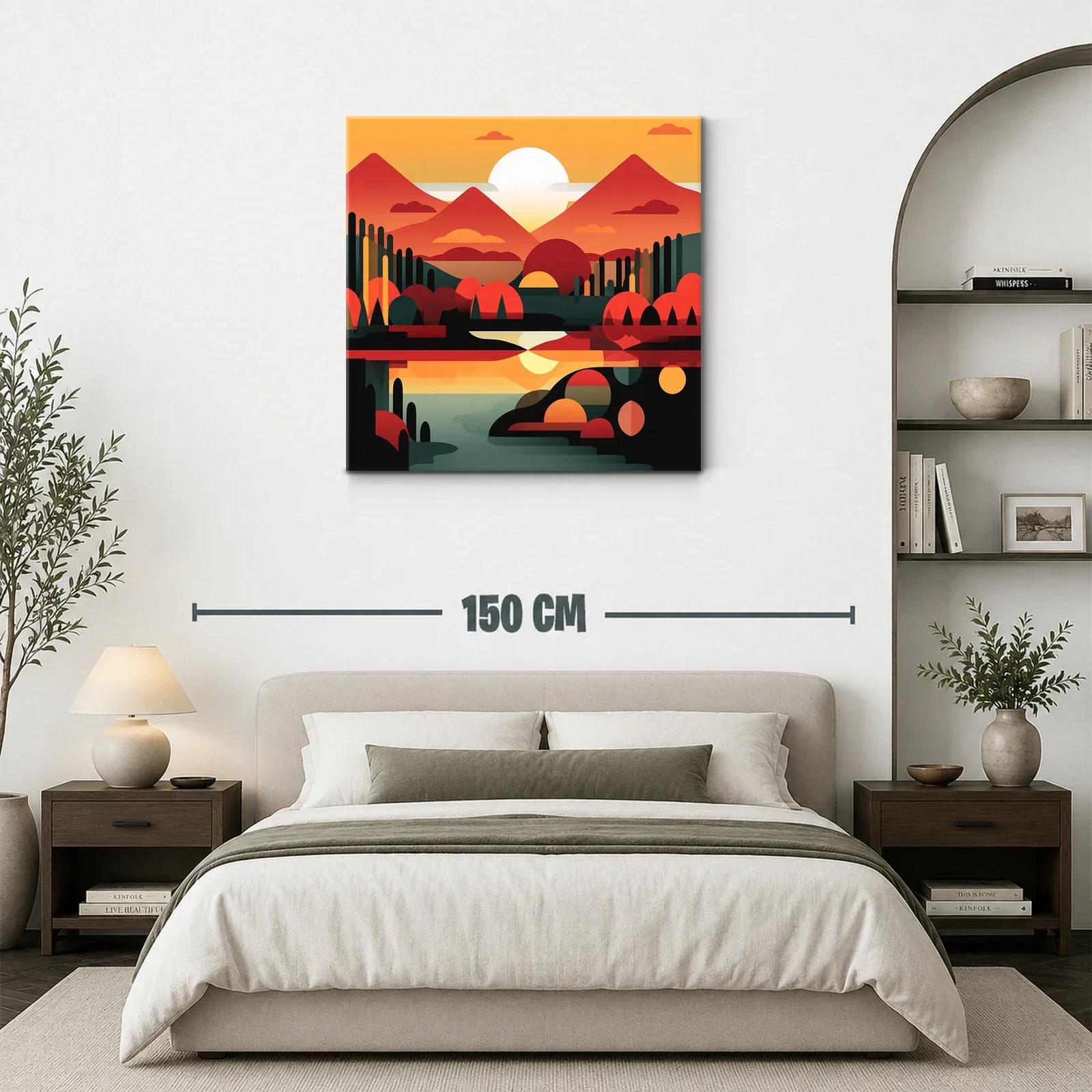 Paisaje geométrico en tonos cálidos al atardecer — miniatura 3