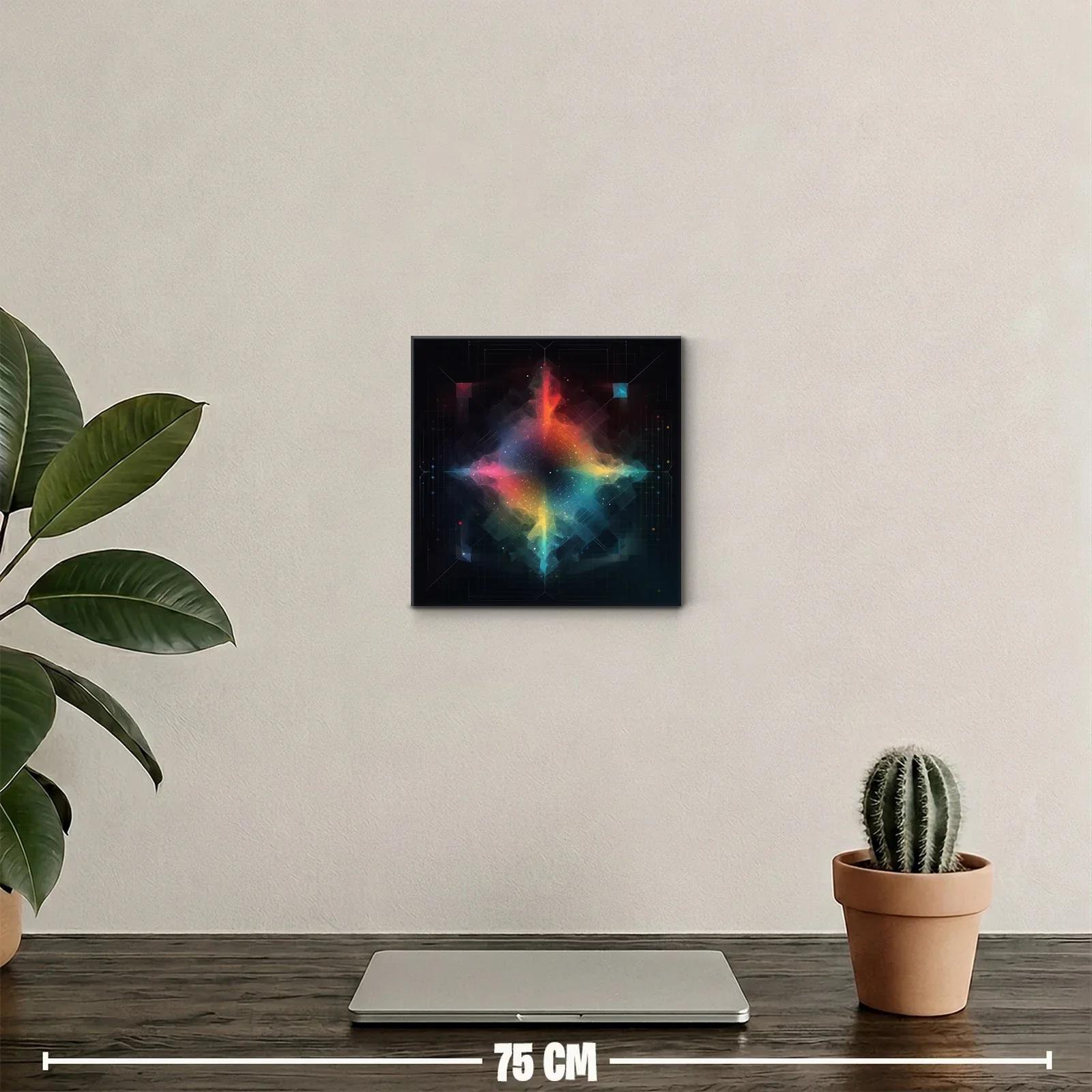 Cuadro vibrante con explosión de colores en forma geométrica — miniatura 2