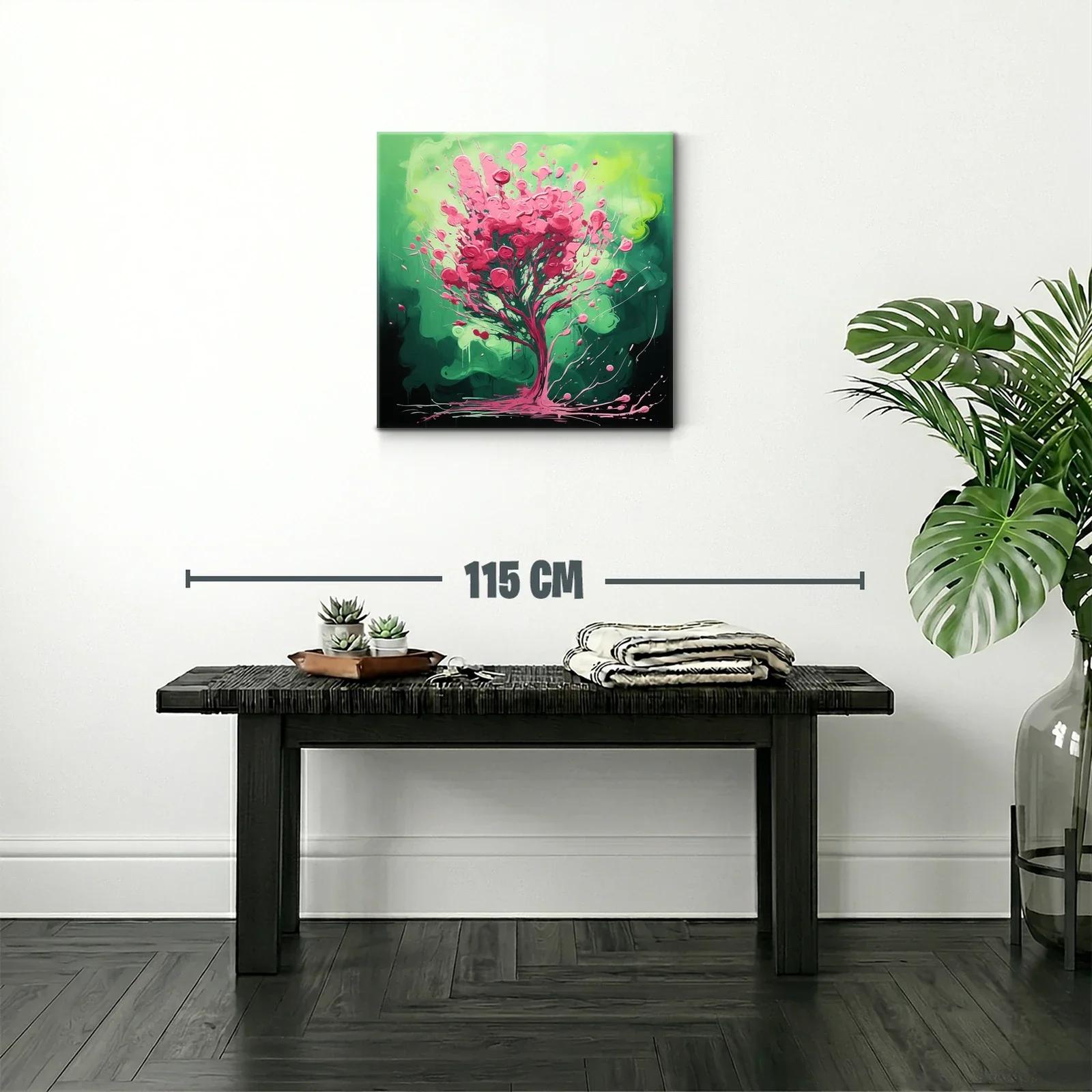 Árbol vibrante en tonos verdes y rosas energéticos — miniatura 2