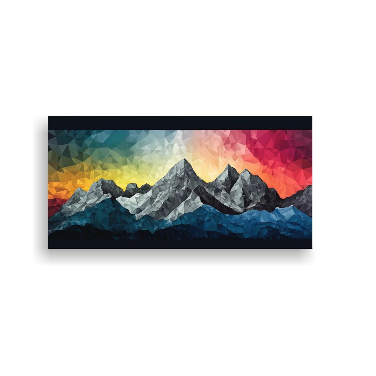 Cuadro cordillera de montañas con cielo multicolor — imagen principal
