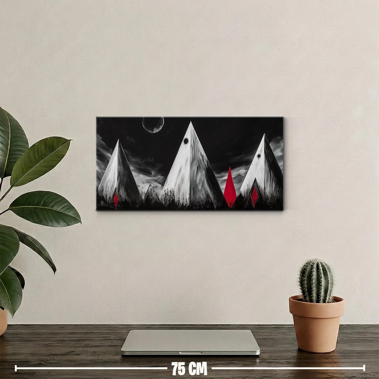 Cuadro pirámides blancas con acentos rojos — miniatura 2