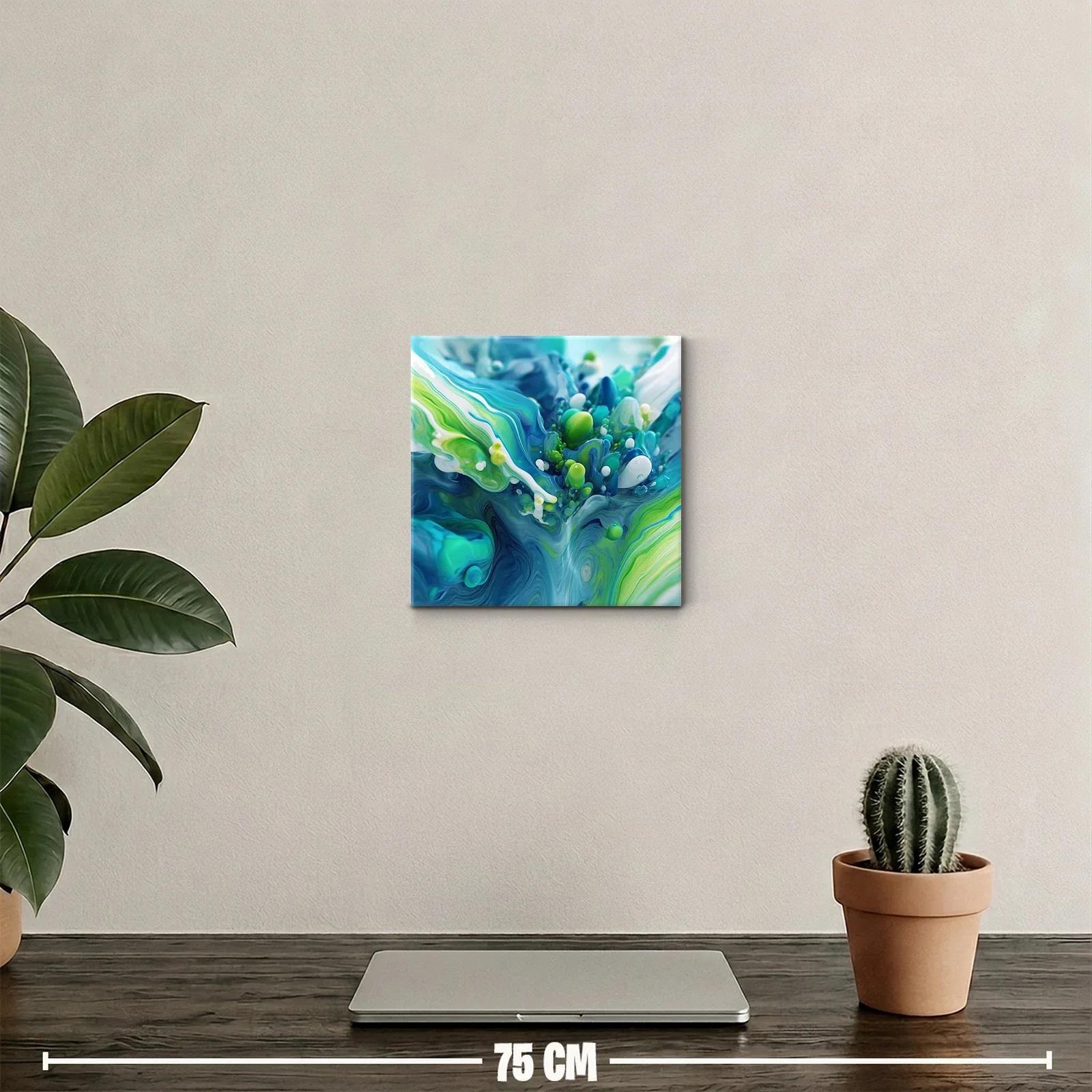 Abstracción orgánica en tonos azules y verdes vibrantes — miniatura 2