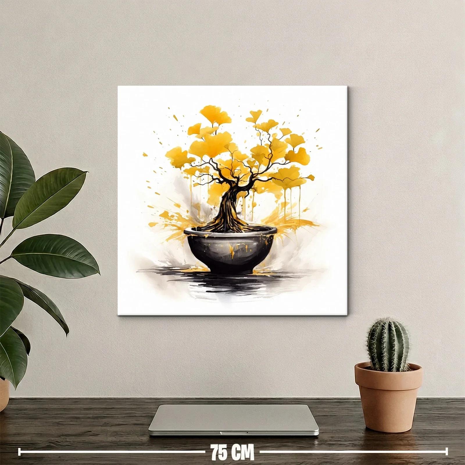 Árbol Dorado con Ramas Abstractas en Maceta Negra — miniatura 2