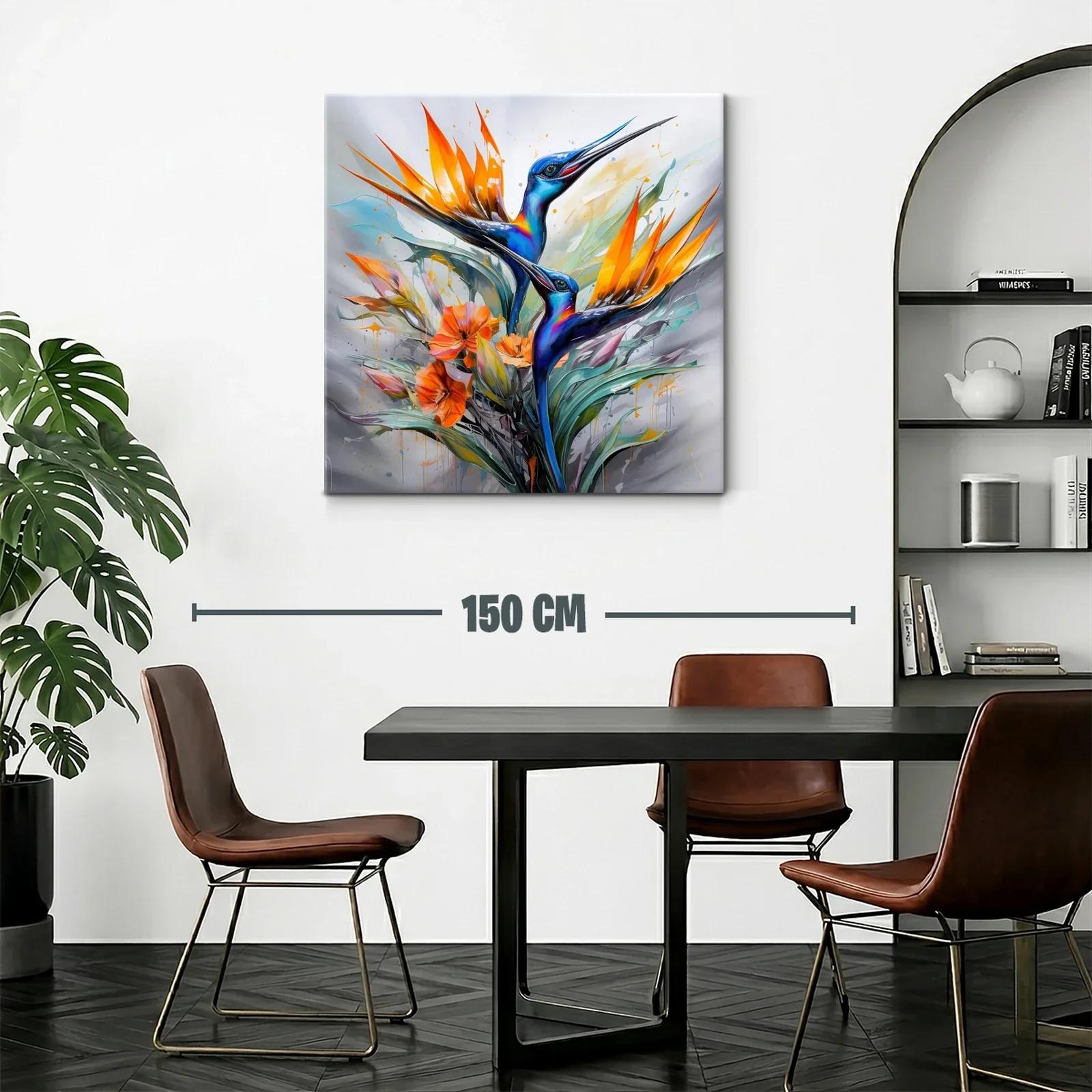 Elegancia vibrante con colibríes y flores exóticas — miniatura 2