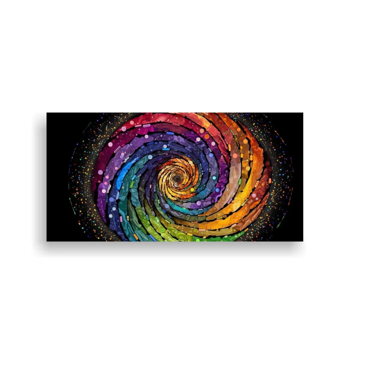 Cuadro espiral arcoíris sobre fondo oscuro — imagen principal
