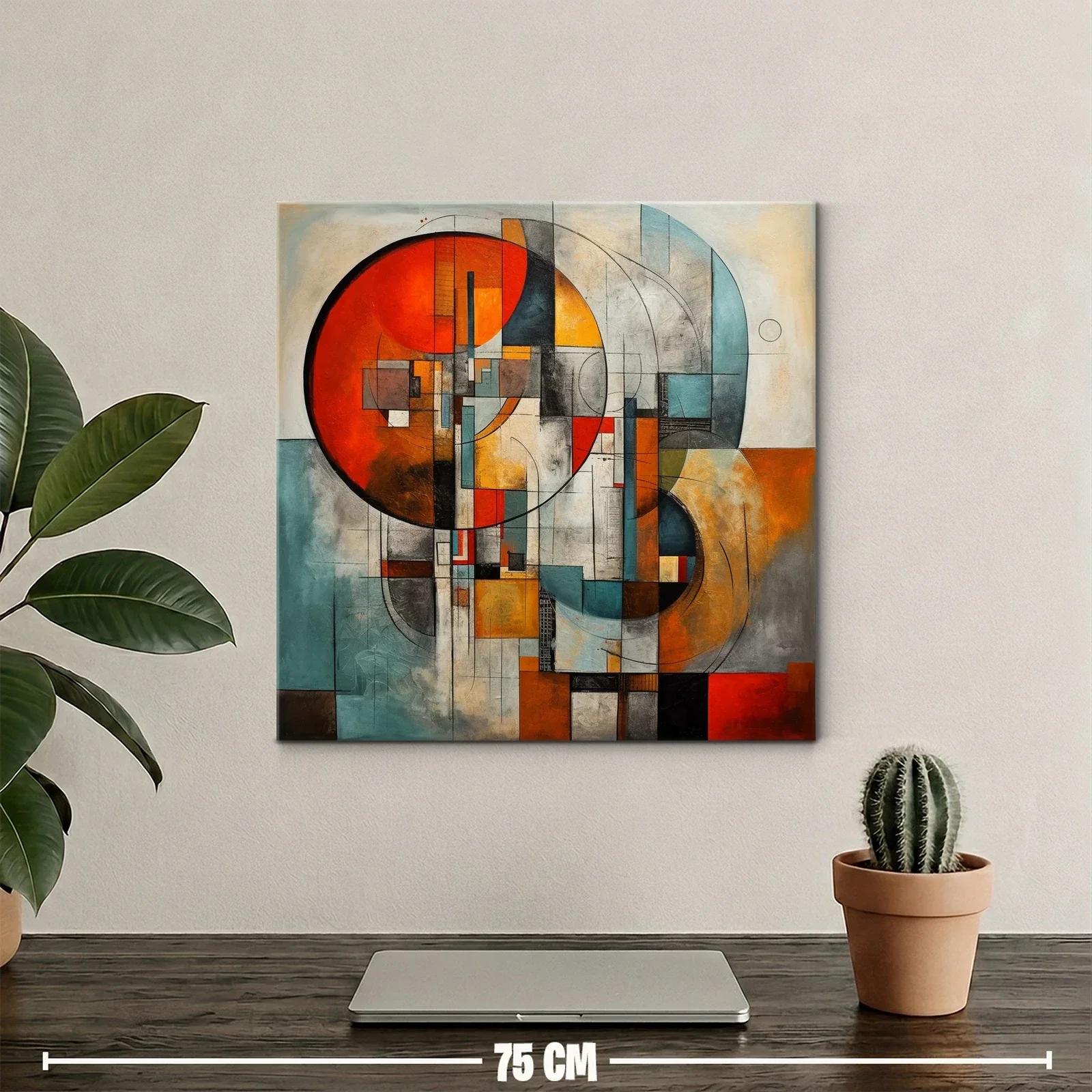 Cuadro abstracto con formas geométricas y tonos cálidos — miniatura 2