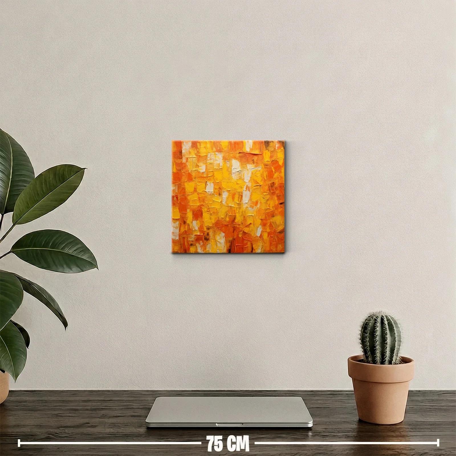 Cuadro abstracto en tonos cálidos naranjas y amarillos — miniatura 2