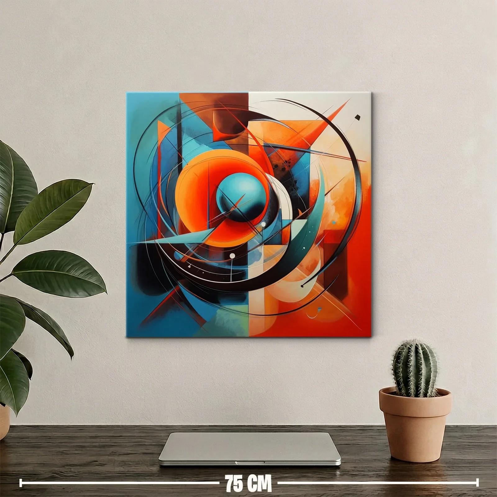 Composición abstracta con círculos y tonos cálidos y fríos — miniatura 2