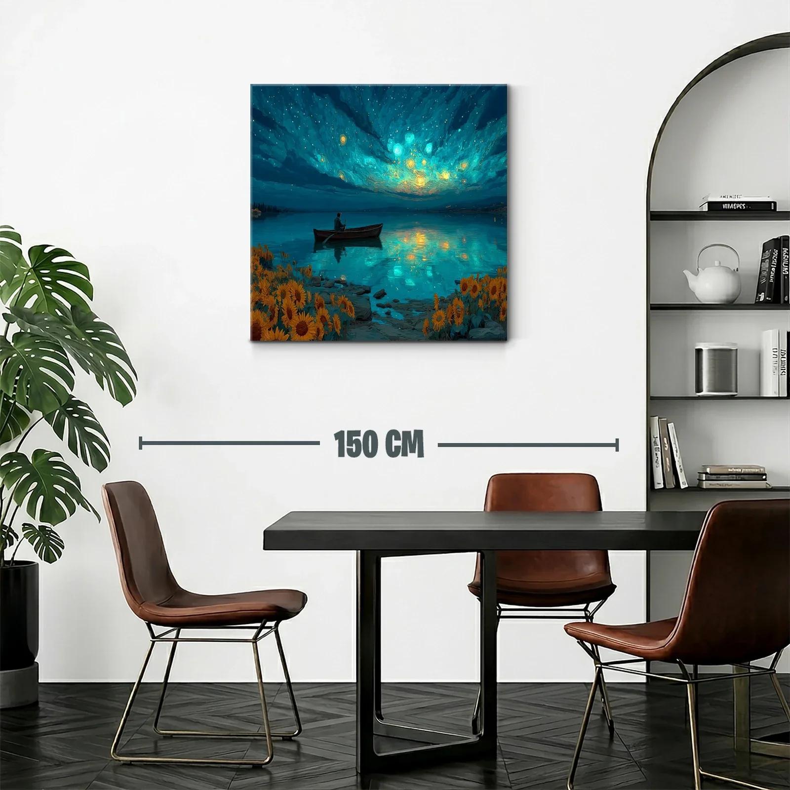 Tranquilidad nocturna entre girasoles y luz estelar — miniatura 2