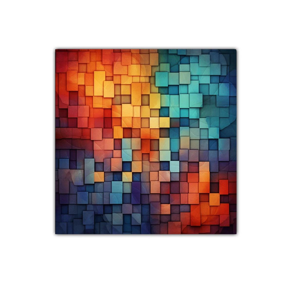 Cuadro decorativo mosaico abstracto en tonos cálidos y fríos — imagen principal