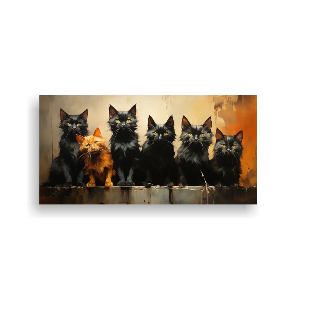 Cuadro grupo de gatos de pelo largo en fila