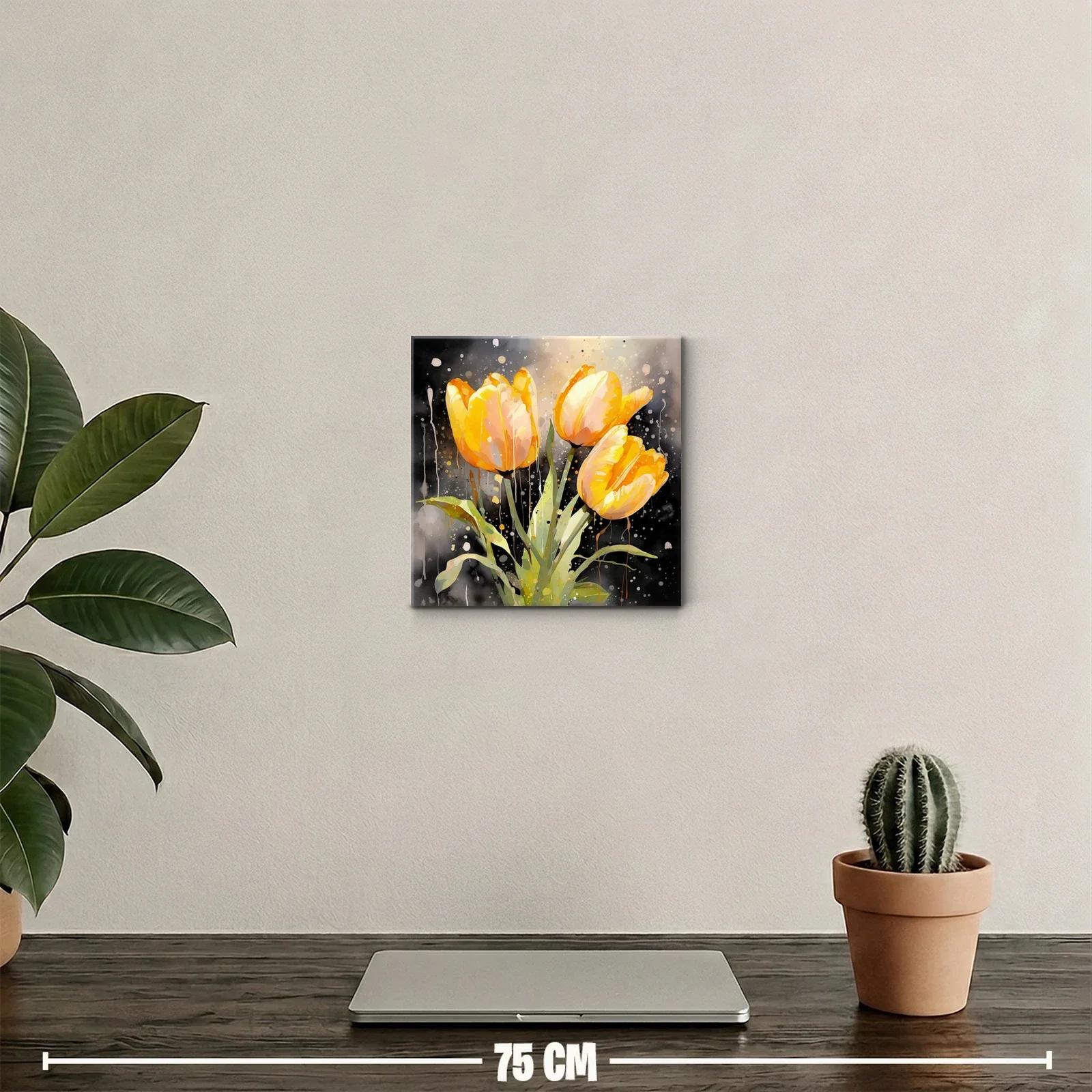 Cuadro decorativo con tulipanes amarillos vibrantes — miniatura 2